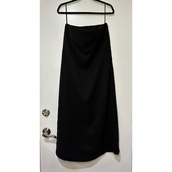 Tuckernuck Strapless Black Noir Crepe Marin Formal Midi Dress Medium New w/ Tags - Picture 2 of 15